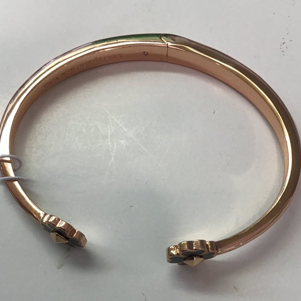 Kate Spade New Rose Gold with Forest Spade Hinged Cuff Bracelet